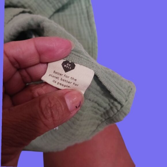 Madewell Cuff Sleeves Gauze Button-Front Tiered Mini Dress Sage Green Xsmall - Picture 8 of 13